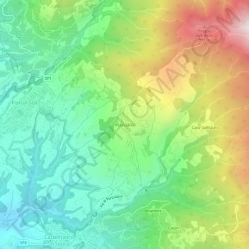 Topografisk kort Pulicciano, højde, terræn