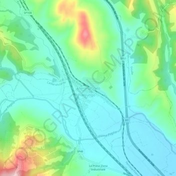 Topografisk kort Allerona Scalo, højde, terræn