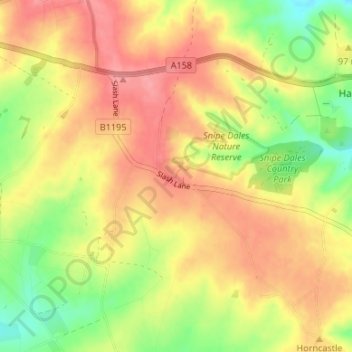 Topografisk kort Winceby, højde, terræn