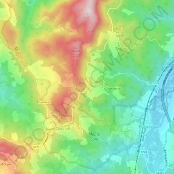 Topografisk kort Cà Benassi, højde, terræn