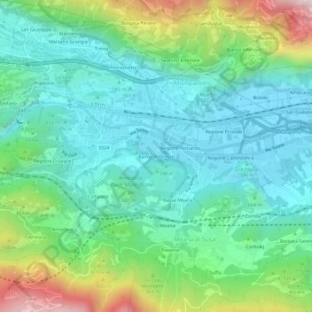 Topografisk kort Balma di Grosso, højde, terræn