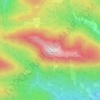 Topografisk kort Hirschhörnlkopf, højde, terræn