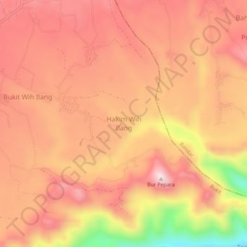 Topografisk kort Hakim Wih Ilang, højde, terræn