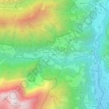 Topografisk kort Rizzoli, højde, terræn