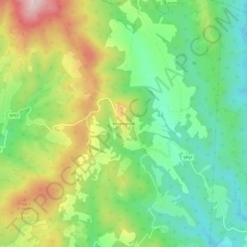 Topografisk kort Montegiove, højde, terræn