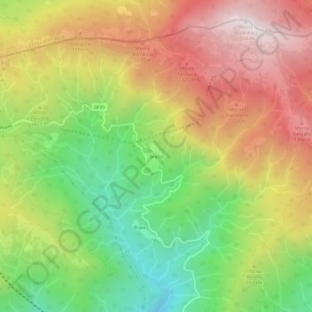 Topografisk kort Bratto, højde, terræn
