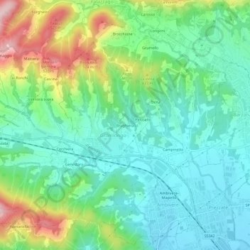 Topografisk kort Brughiera, højde, terræn