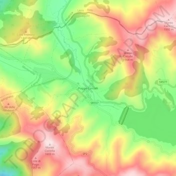 Topografisk kort Poggio Cancelli, højde, terræn