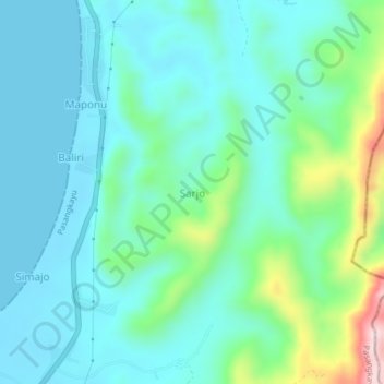 Topografisk kort Sarjo, højde, terræn