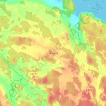 Topografisk kort Mogata, højde, terræn