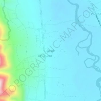 Topografisk kort Sibedi, højde, terræn