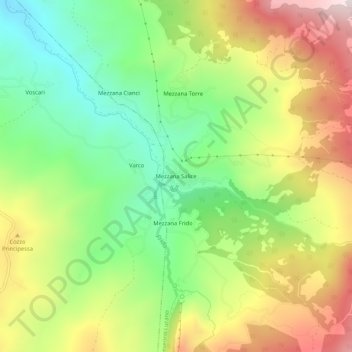 Topografisk kort Mezzana Salice, højde, terræn