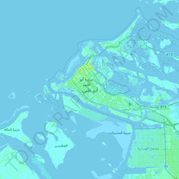 Topografisk kort Abu Dhabi, højde, terræn