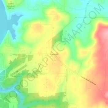 Topografisk kort Cookson, højde, terræn