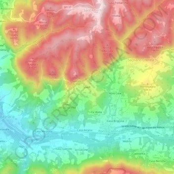 Topografisk kort Livelli, højde, terræn