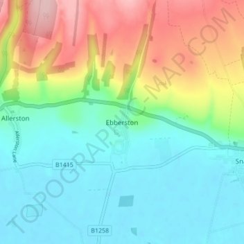 Topografisk kort Ebberston, højde, terræn