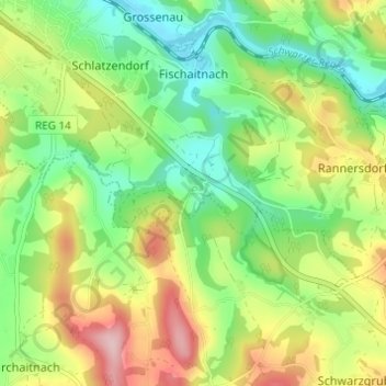 Topografisk kort Eging, højde, terræn