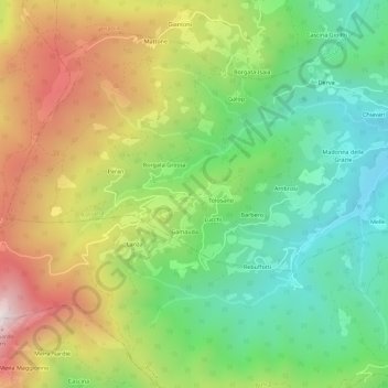 Topografisk kort Lemma, højde, terræn