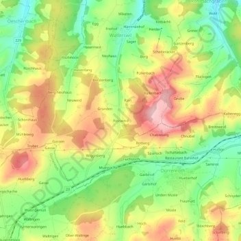 Topografisk kort Rossweid, højde, terræn