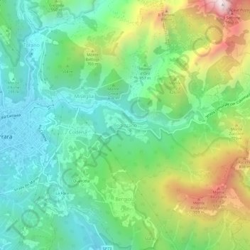 Topografisk kort Bedizzano, højde, terræn