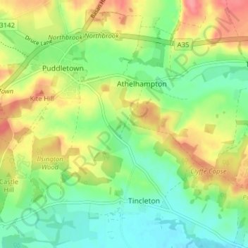 Topografisk kort South Admiston, højde, terræn