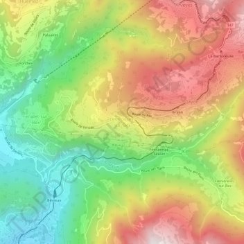 Topografisk kort Les Posses-sur-Bex, højde, terræn