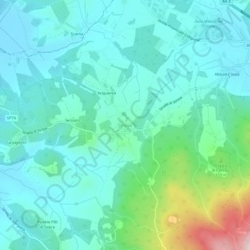 Topografisk kort Strove, højde, terræn