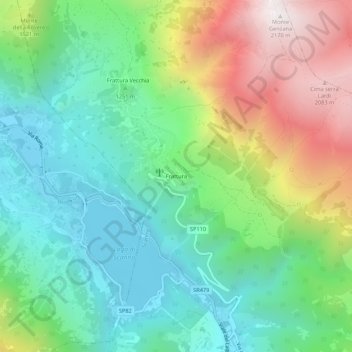 Topografisk kort Frattura, højde, terræn