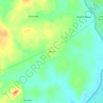 Topografisk kort Idiana, højde, terræn