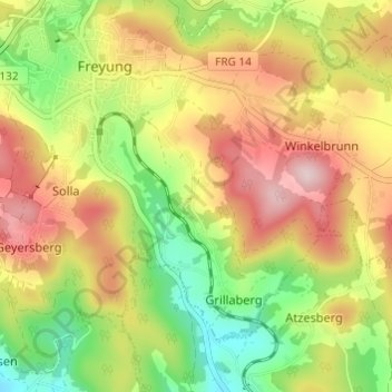 Topografisk kort Pittersberg, højde, terræn