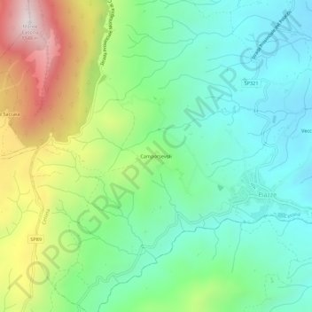 Topografisk kort Camporsevoli, højde, terræn