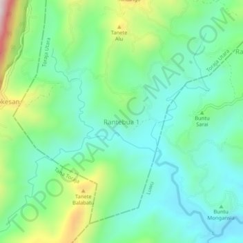 Topografisk kort Rantebua 1, højde, terræn