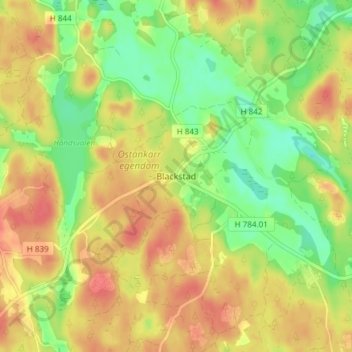 Topografisk kort Blackstad, højde, terræn