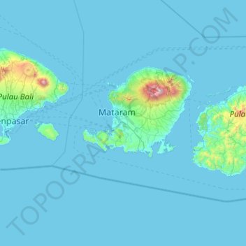 Topografisk kort Kota Sabang, højde, terræn