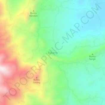Topografisk kort Botang, højde, terræn