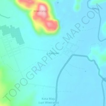 Topografisk kort Landawe, højde, terræn
