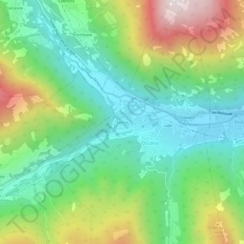 Topografisk kort Fucine, højde, terræn