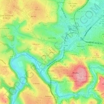 Topografisk kort Salabru, højde, terræn