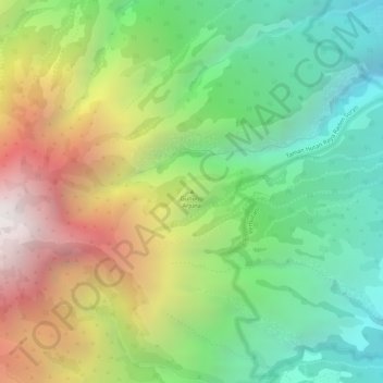 Topografisk kort Gunung Arjuna, højde, terræn