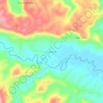 Topografisk kort Ciparay, højde, terræn