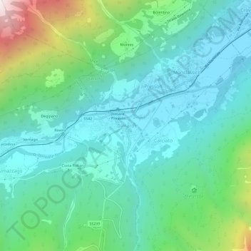 Topografisk kort Dimaro, højde, terræn