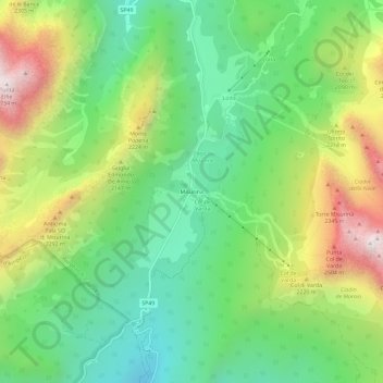 Topografisk kort Misurina, højde, terræn