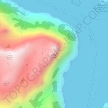 Topografisk kort Hornelen, højde, terræn
