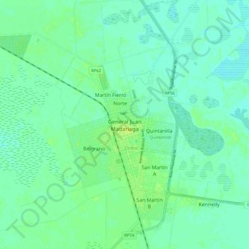 Topografisk kort General Juan Madariaga, højde, terræn