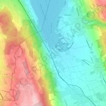 Topografisk kort Mosen, højde, terræn