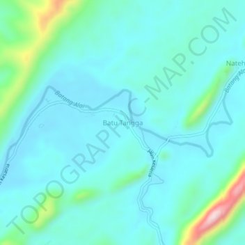 Topografisk kort Batu Tangga, højde, terræn