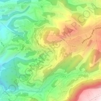 Topografisk kort El Kfour, højde, terræn