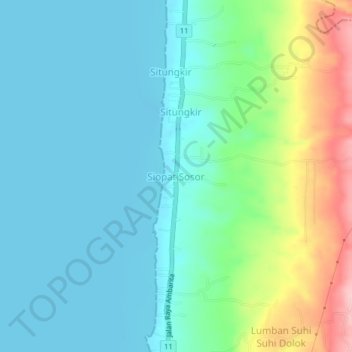 Topografisk kort Siopat Sosor, højde, terræn