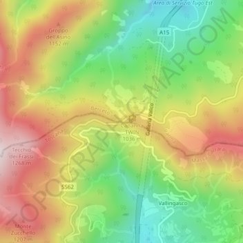 Topografisk kort Passo della Cisa, højde, terræn