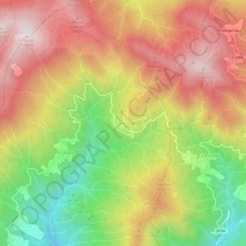 Topografisk kort Pontito, højde, terræn